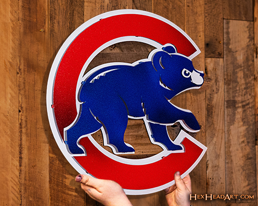 Chicago Cubs "Walking Cub" Logo 3D Metal Wall Art