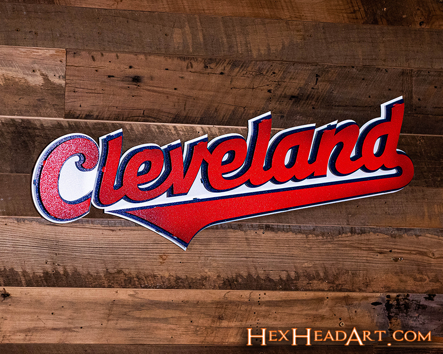 Cleveland Guardians Script "CLEVELAND" 3D Vintage Metal Wall Art
