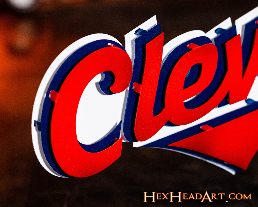 Cleveland Guardians Script "CLEVELAND" 3D Vintage Metal Wall Art