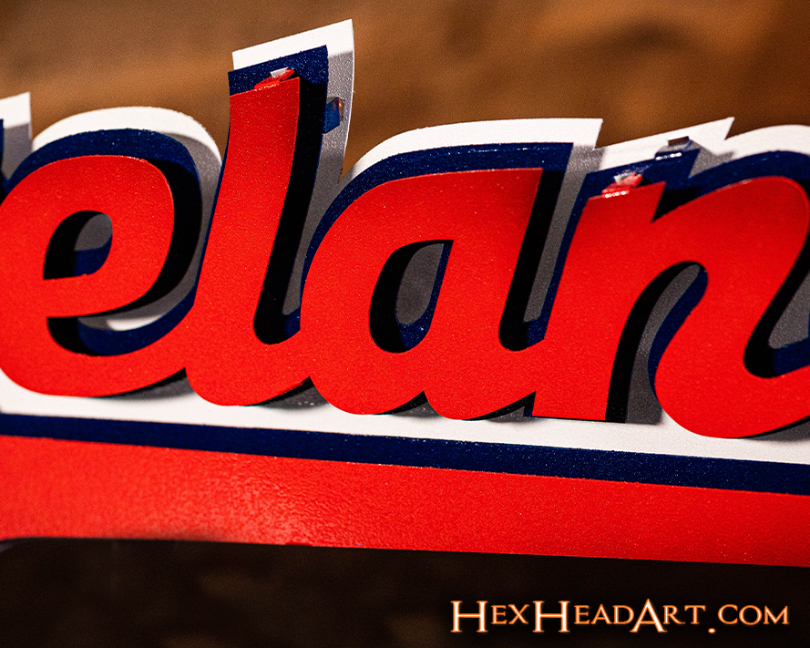 Cleveland Guardians Script "CLEVELAND" 3D Vintage Metal Wall Art