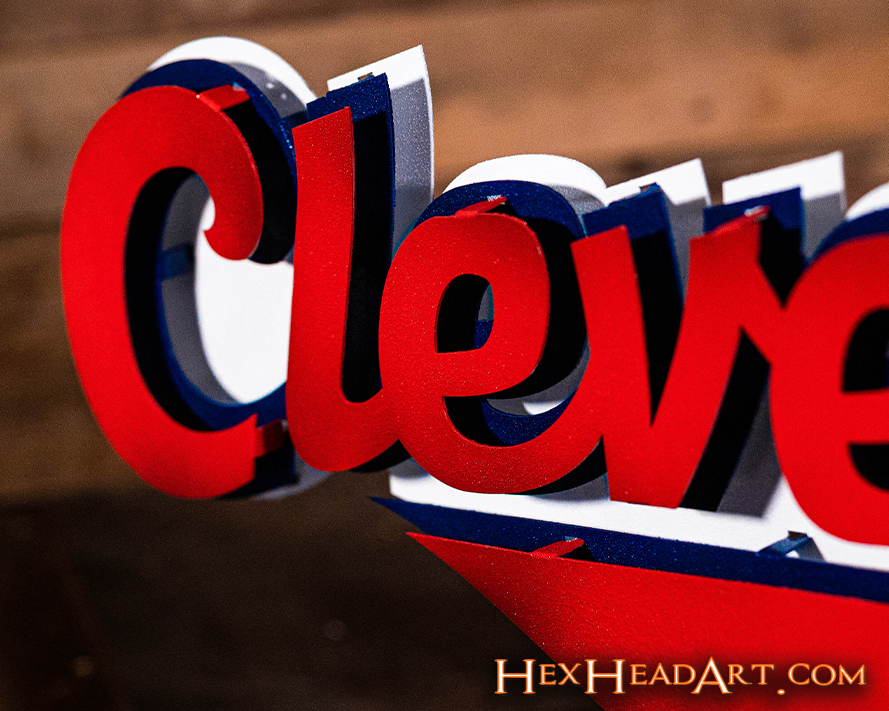 Cleveland Guardians Script "CLEVELAND" 3D Vintage Metal Wall Art
