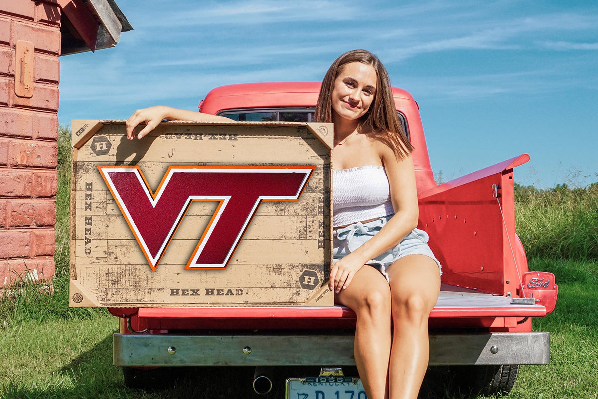 Virginia Tech Hokies Vintage Metal Wall Art – Hex Head Art