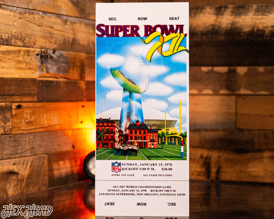 Dallas Cowboys Personalized Super Bowl XII Ticket Stub Single Layer Metal Wall Art