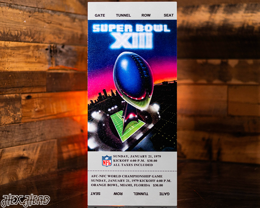 Pittsburgh Steelers Personalized Super Bowl XIII Ticket Stub Single Layer Metal Wall Art
