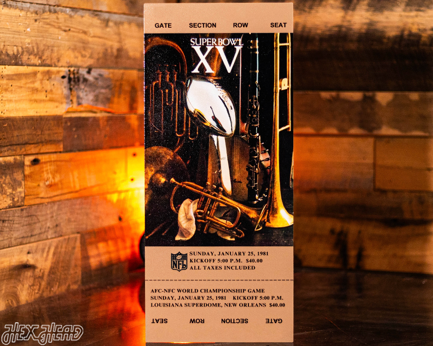 Las Vegas Raiders Super Bowl XV Ticket Stub Single Layer Metal Wall Art