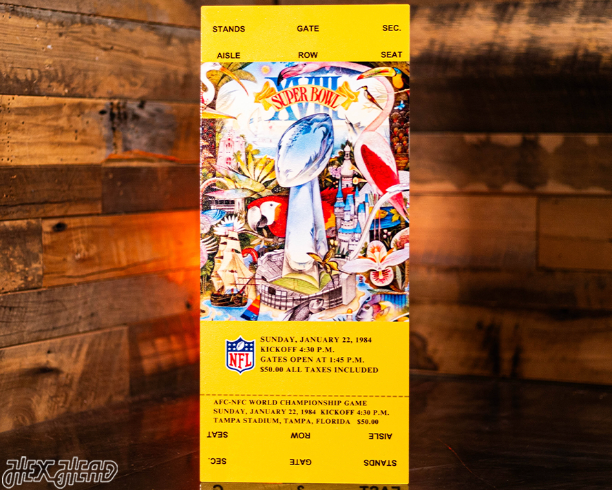 Las Vegas Raiders Super Bowl XVIII Ticket Stub Single Layer Metal Wall Art