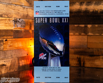 New York Giants Personalized Super Bowl XXI Ticket Stub Single Layer Metal Wall Art