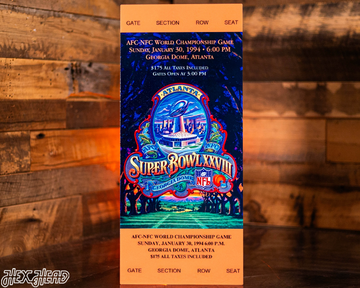 Dallas Cowboys Personalized Super Bowl XXVIII Ticket Stub Single Layer Metal Wall Art