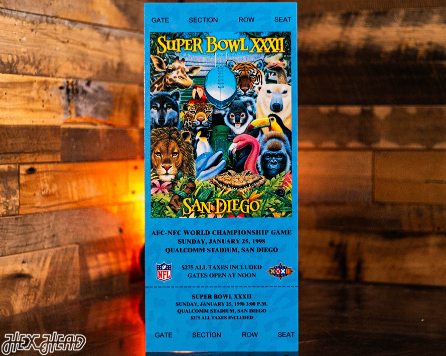 Denver Broncos Super Bowl XXXII Ticket Stub Single Layer Metal Wall Art