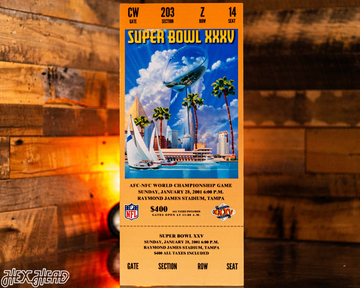 Baltimore Ravens Personalized Super Bowl XXXV Ticket Stub Single Layer Metal Wall Art