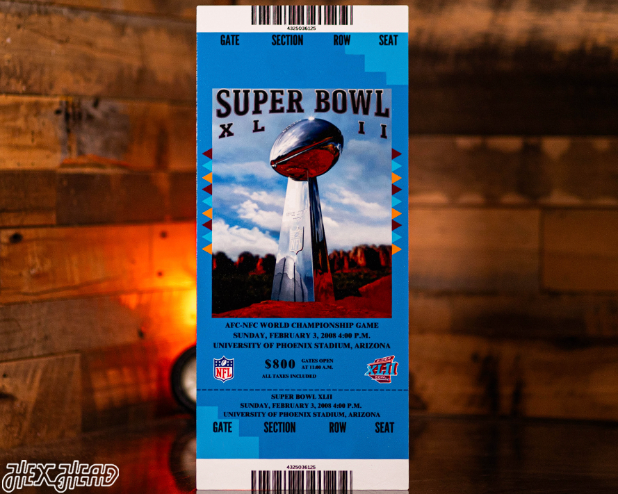 New York Giants Personalized Super Bowl XLII Ticket Stub Single Layer Metal Wall Art