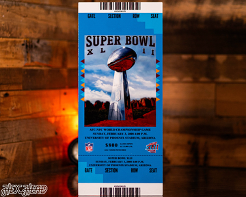New York Giants Personalized Super Bowl XLII Ticket Stub Single Layer Metal Wall Art