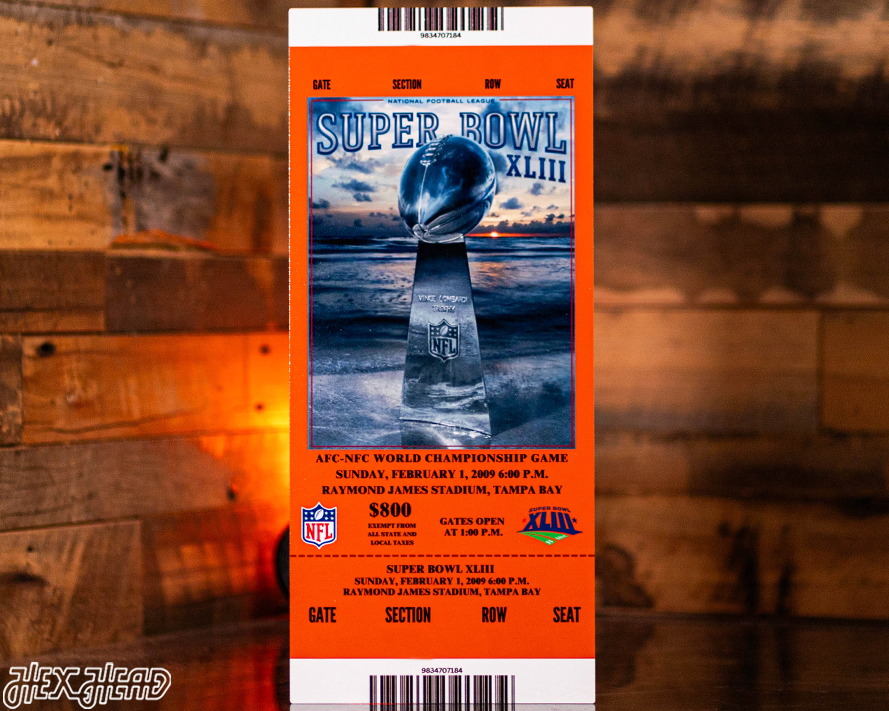 Pittsburgh Steelers Personalized Super Bowl XLIII Ticket Stub Single Layer Metal Wall Art