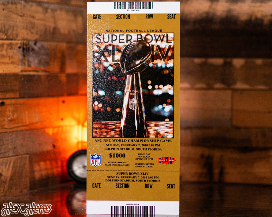 New Orleans Saints Super Bowl XLIV Ticket Stub Single Layer Metal Wall Art