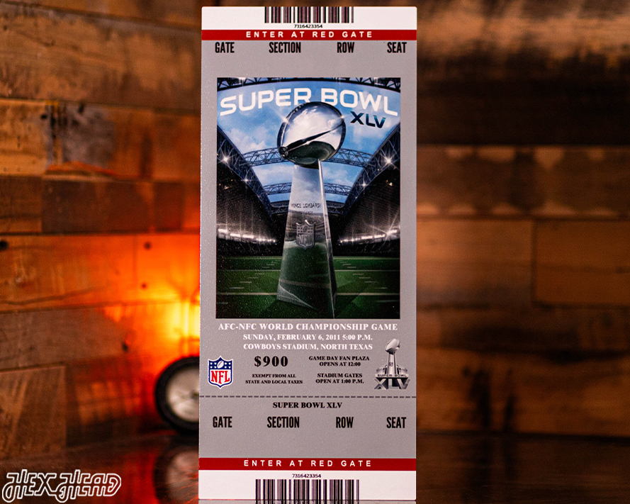 Green Bay Packers Super Bowl XLV Ticket Stub Single Layer Metal Wall Art