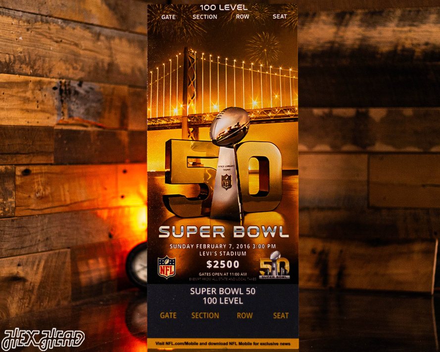 Denver Broncos Super Bowl 50 Ticket Stub Single Layer Metal Wall Art
