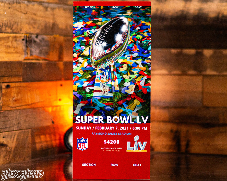 Tampa Bay Buccaneers Personalized Super Bowl LV Ticket Stub Single Layer Metal Wall Art