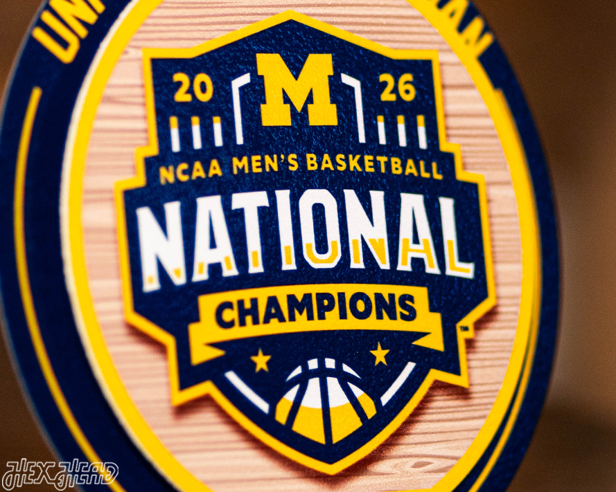Michigan Wolverines "Double Play" 2026 Men's Basketball National Champions On the Shelf or on the Wall Art