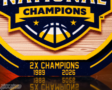 Michigan Wolverines "Double Play" 2026 Men's Basketball National Champions On the Shelf or on the Wall Art