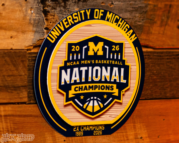 Michigan Wolverines "Double Play" 2026 Men's Basketball National Champions On the Shelf or on the Wall Art