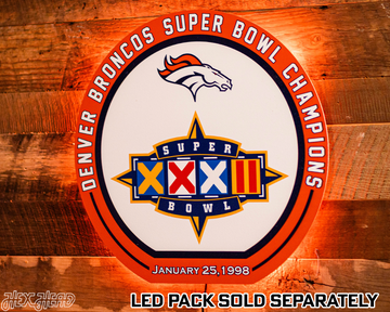 VARSITY Collection- SINGLE Layer Denver Broncos Super Bowl XXXII Metal Wall Art