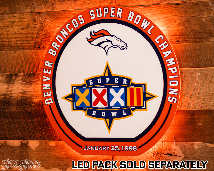 VARSITY Collection- SINGLE Layer Denver Broncos Super Bowl XXXII Metal Wall Art