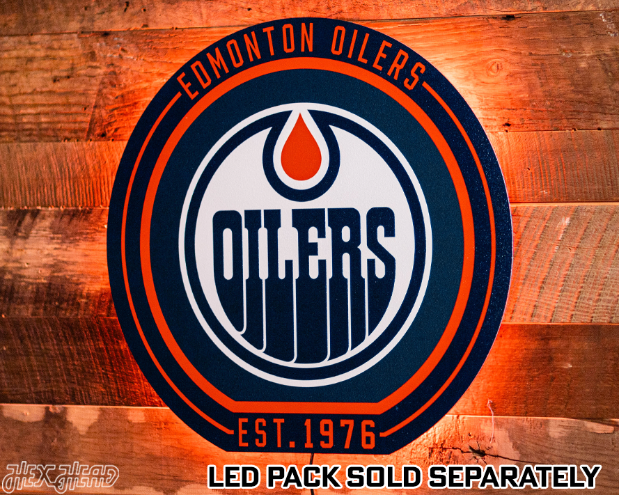 VARSITY Collection- SINGLE layer Edmonton Oilers Metal Wall Art
