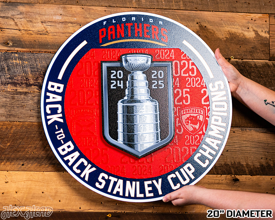 Florida Panthers Back to Back 2025 Stanley Cup Champions 3D Metal Wall Art