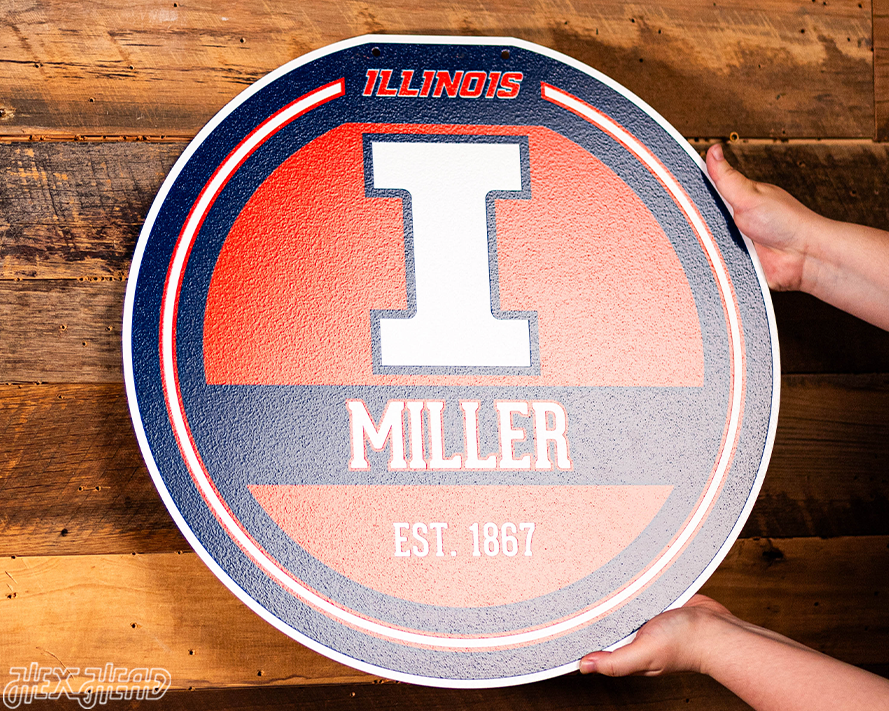 Illinois Fighting Illini Personalized Monogram Metal Art