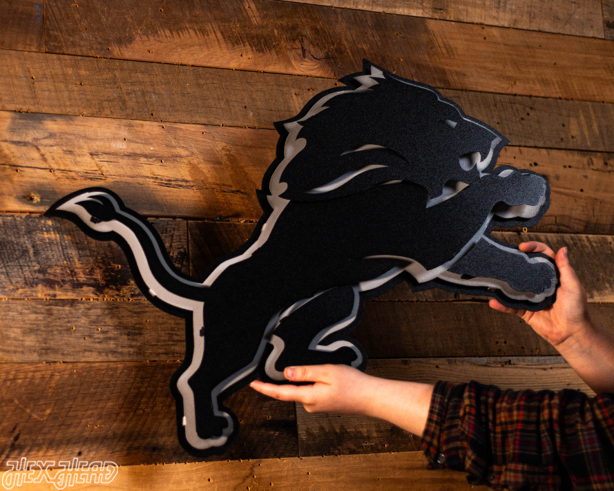 MONOCHROME - Detroit Lions 3D Vintage Metal Wall Art