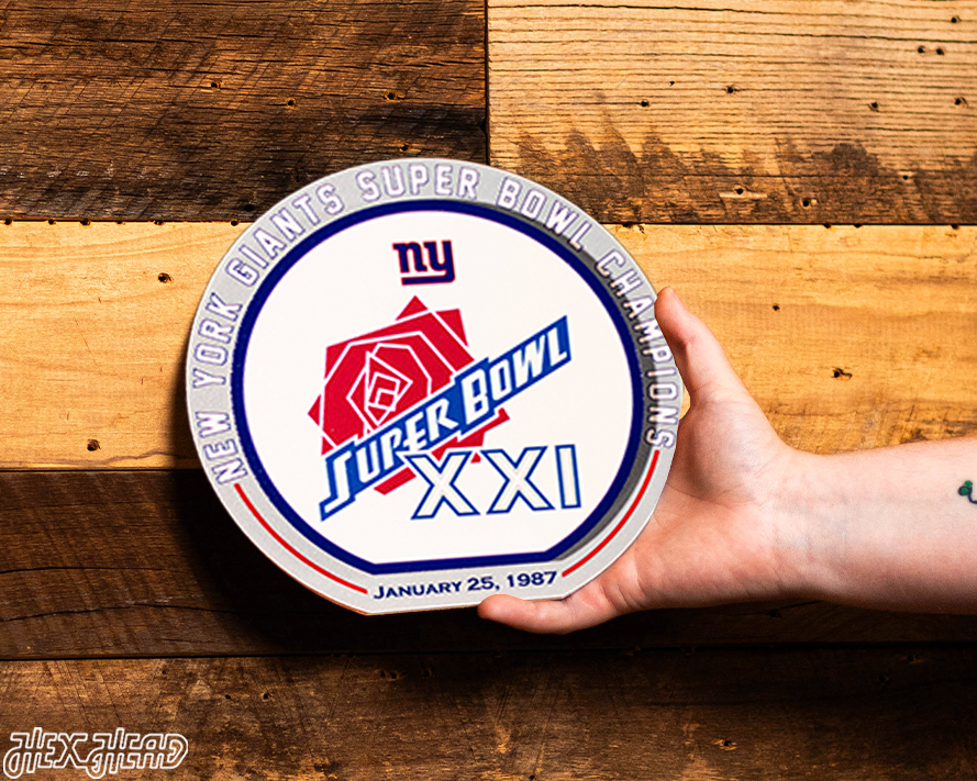 New York Giants "XXI" Super Bowl "Double Play" On the Shelf or on the Wall Art