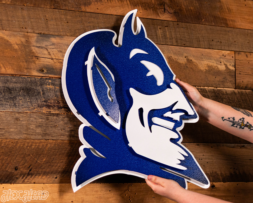 Duke Blue Devil Mascot 3D Vintage Metal Wall Art