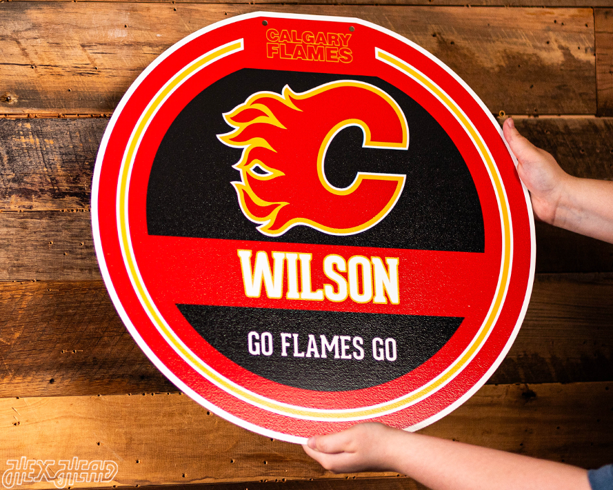 Calgary Flames Personalized Monogram Metal Art