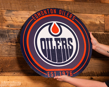 VARSITY Collection- SINGLE layer Edmonton Oilers Metal Wall Art