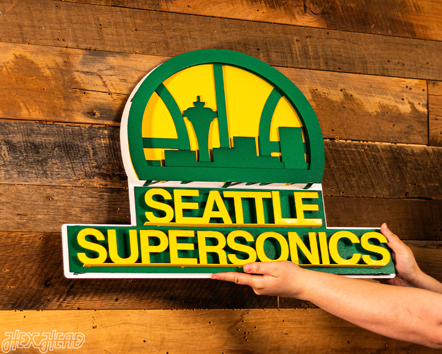 Seattle SuperSonics 3D Vintage Metal Wall Art