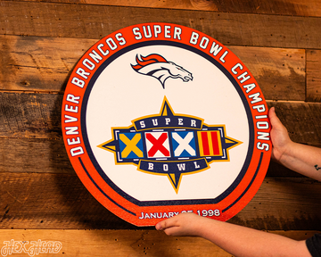 VARSITY Collection- SINGLE Layer Denver Broncos Super Bowl XXXII Metal Wall Art
