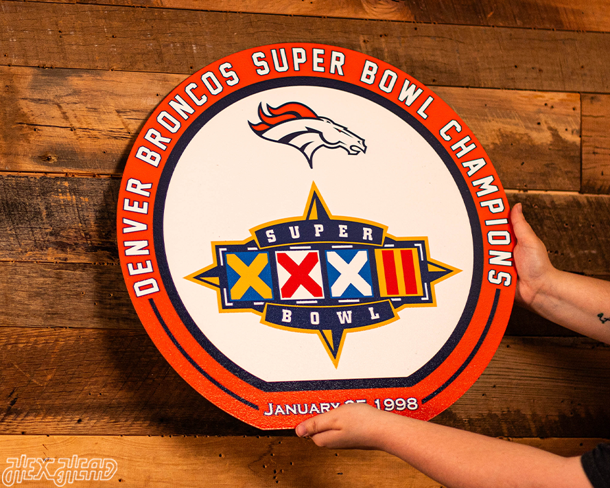 VARSITY Collection- SINGLE Layer Denver Broncos Super Bowl XXXII Metal Wall Art