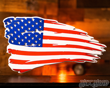 Tattered American Flag 3D Metal Wall Art