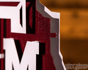 Texas A&M 3D Vintage Metal Wall Art White on State of Texas