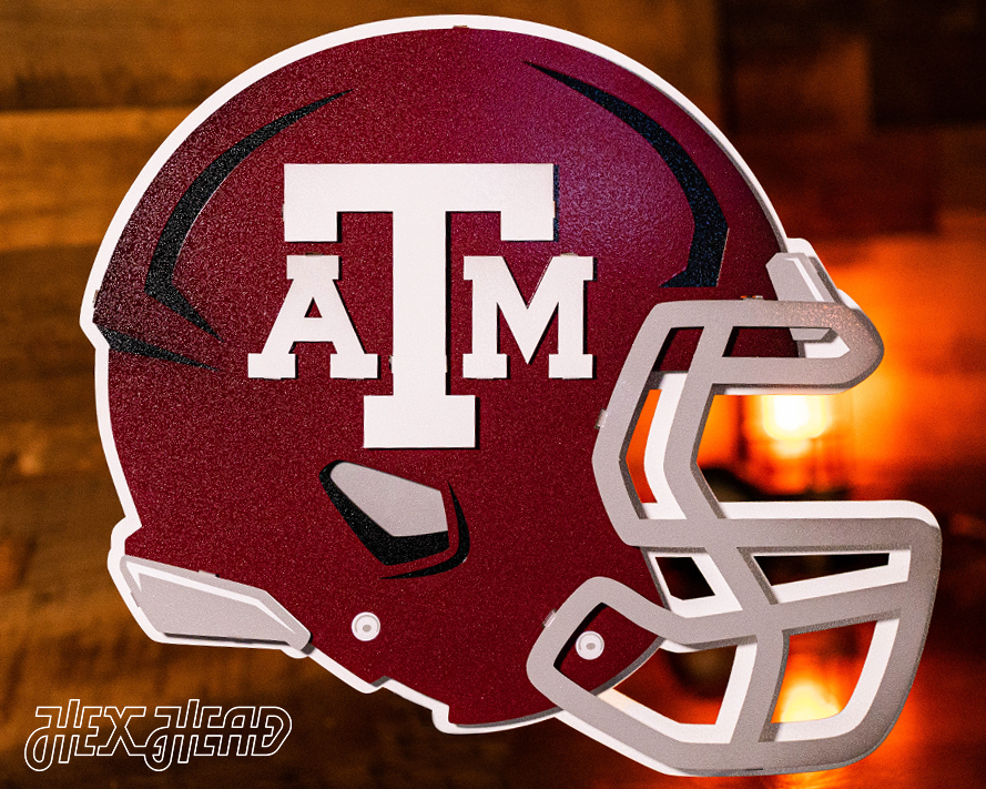 Texas A&M Football Helmet 3D Vintage Metal Wall Art