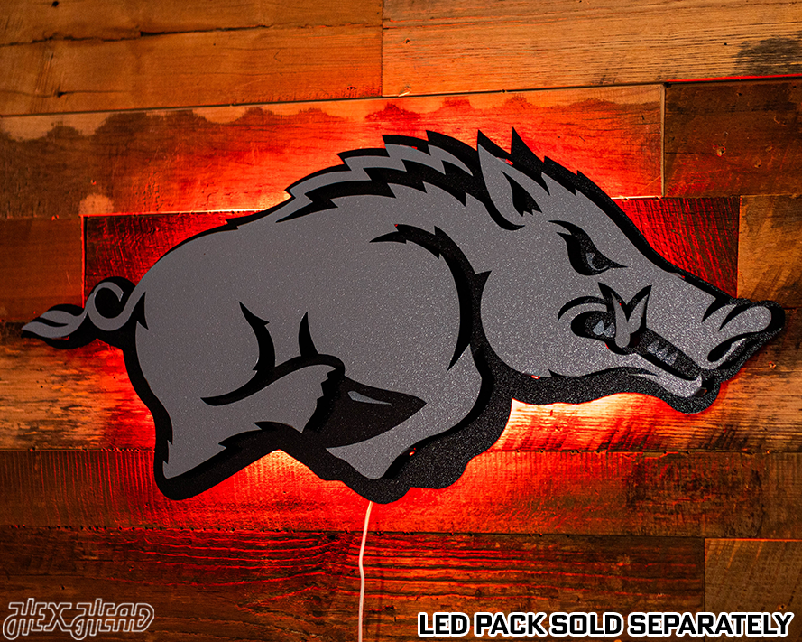 MONOCHROME - Arkansas Razorbacks "RUNNING TUSK" 3D Vintage Metal Wall Art