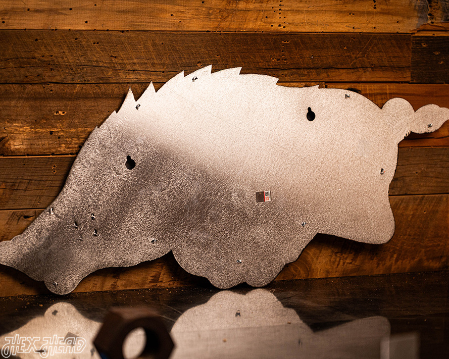 MONOCHROME - Arkansas Razorbacks "RUNNING TUSK" 3D Vintage Metal Wall Art