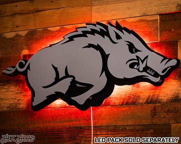 MONOCHROME - Arkansas Razorbacks "RUNNING TUSK" 3D Vintage Metal Wall Art