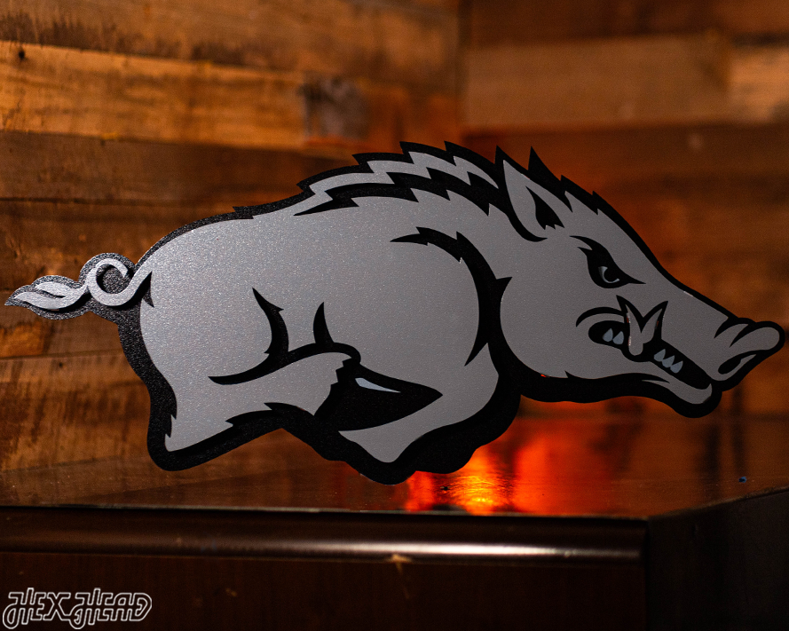 MONOCHROME - Arkansas Razorbacks "RUNNING TUSK" 3D Vintage Metal Wall Art
