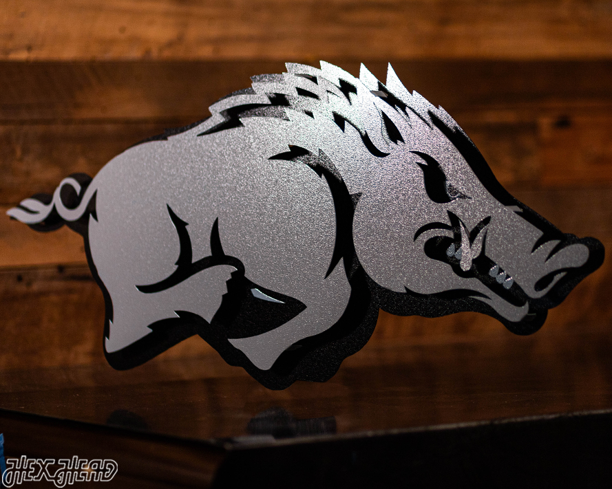 MONOCHROME - Arkansas Razorbacks "RUNNING TUSK" 3D Vintage Metal Wall Art