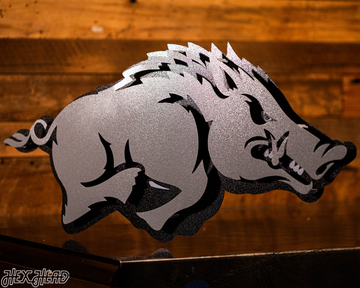 MONOCHROME - Arkansas Razorbacks "RUNNING TUSK" 3D Vintage Metal Wall Art