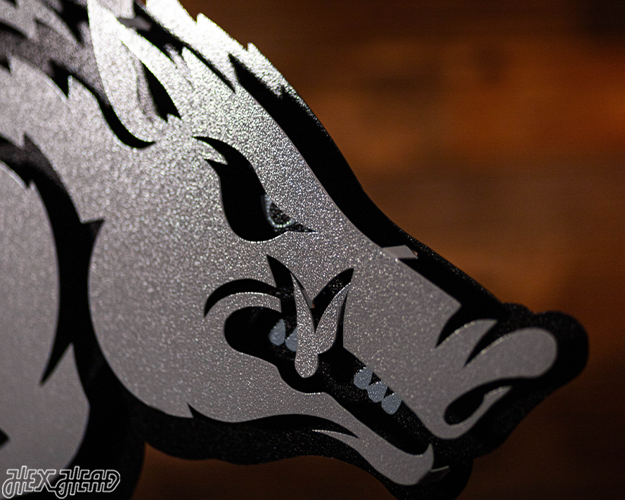 MONOCHROME - Arkansas Razorbacks "RUNNING TUSK" 3D Vintage Metal Wall Art