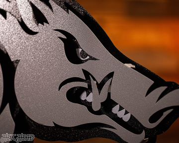 MONOCHROME - Arkansas Razorbacks "RUNNING TUSK" 3D Vintage Metal Wall Art