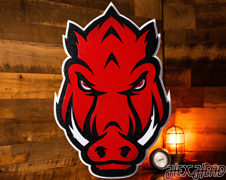 University of Arkansas Razorback Head 3D Vintage Metal Artwork CLOSE ...