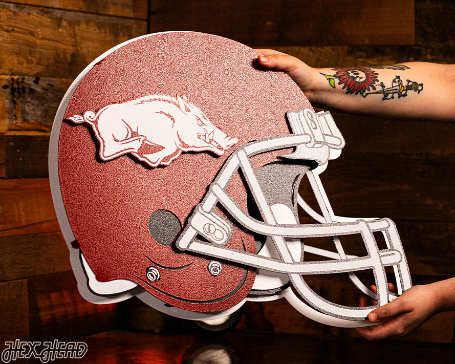 Arkansas Razorbacks BLITZ COLLECTION - 8 LAYER Helmet 3D Metal Wall Art